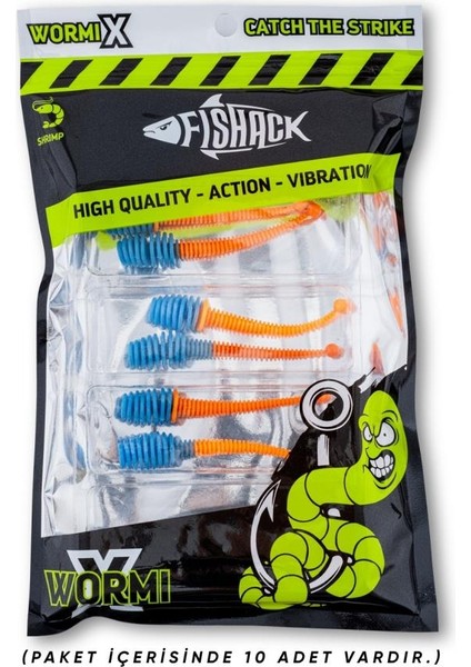 Silikon Kurt Yem - 2,1g 70MM - Fishack Wormix - 1 Adet - Mavi/turuncu - Karides Kokulu indirimleri
