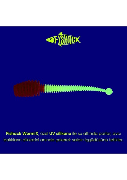 Silikon Kurt Yem - 2,1g 70MM - Fishack Wormix - 1 Adet - Kırmızı/beyaz - Karides Kokulu fiyatları