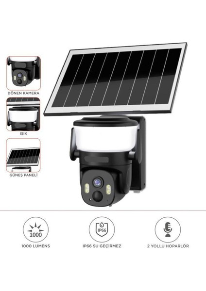 CMR30 Şarjlı Duvar Lambası Görünümlü Dış Mekan Kamerası Akıllı Ip Güneş Enerjili Kamera