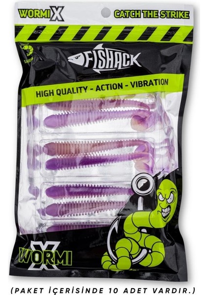 Silikon Kurt Yem - 4,2g 105MM - Turna/levrek Silikonu - 1 Adet - Mor/beyaz - Karides Kokulu fırsatları