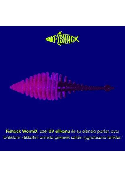 Silikon Kurt Yem - 3g 65MM - Fishack Wormix - 1 Adet - Pembe/siyah - Karides Kokulu fiyatları