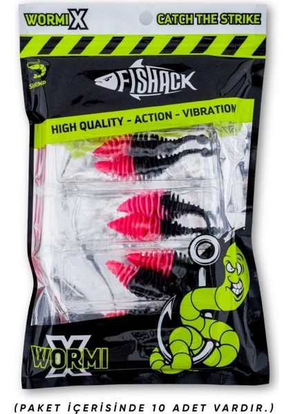 Silikon Kurt Yem - 3g 65MM - Fishack Wormix - 1 Adet - Pembe/siyah - Karides Kokulu indirimleri