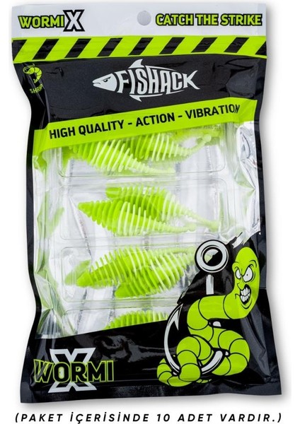 Silikon Kurt Yem - 3g 65MM - Fishack Wormix - 1 Adet - Yeşil/beyaz - Karides Kokulu indirimleri
