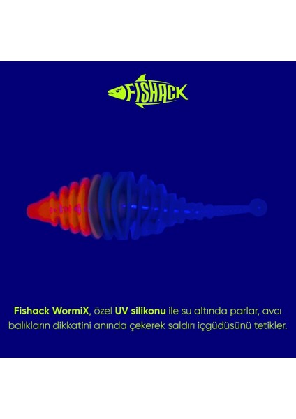 Silikon Kurt Yem - 3g 65MM - Fishack Wormix - 1 Adet - Turuncu/mavi - Karides Kokulu fiyatları