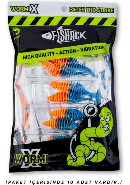 Silikon Kurt Yem - 3g 65MM - Fishack Wormix - 1 Adet - Turuncu/mavi - Karides Kokulu indirimleri