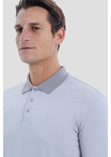 Düğmeli Polo Yaka Erkek T-Shirt Gri indirimleri