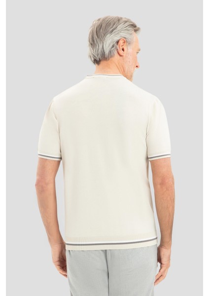 Bej Bisiklet Yaka T-Shirt modelleri