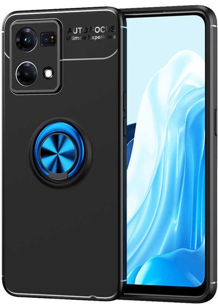 Oppo Reno 7 4g Kılıf Mxsp Ravel Silikon Kapak-Siyah-Mavi