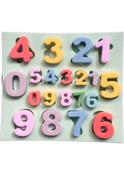 Sayılar Rakamlar 1,8cm ve 3,2cm Rakam Seti Silikon Kalıp K-1425, Taş Tozu Sabun Alçı Mum Kalıbı