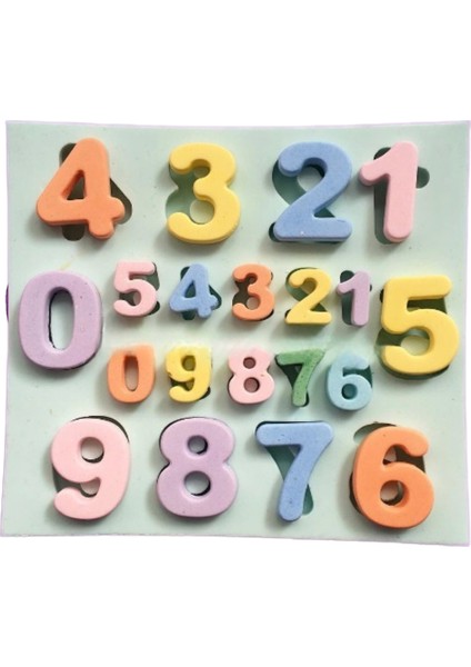 Sayılar Rakamlar 1,8cm ve 3,2cm Rakam Seti Silikon Kalıp K-1425, Taş Tozu Sabun Alçı Mum Kalıbı