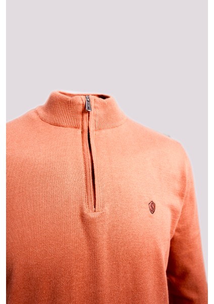 Fermuarlı Yarım Balıkçı Yaka Pamuk Erkek Triko Kazak Tarçın fiyatları