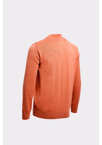 Fermuarlı Yarım Balıkçı Yaka Pamuk Erkek Triko Kazak Tarçın modelleri