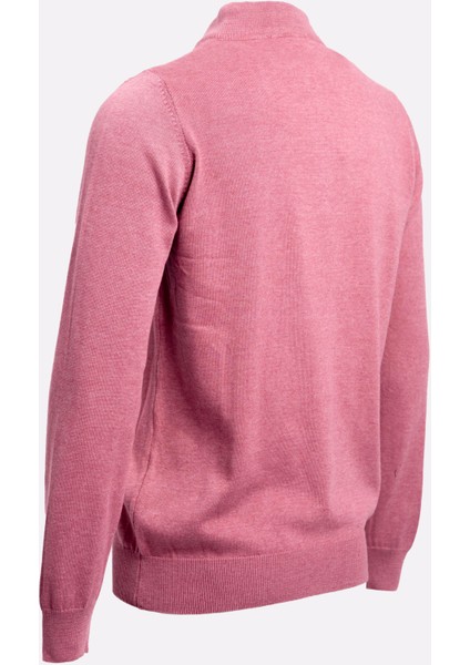 Fermuarlı Yarım Balıkçı Yaka Pamuk Erkek Triko Kazak Gül Kurusu modelleri