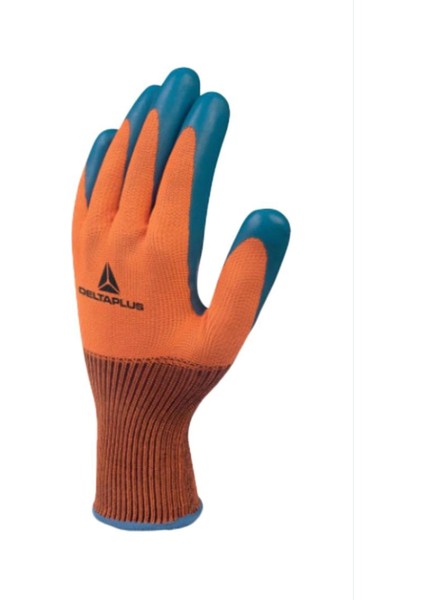 Delta Plus Nitril Kaplamalı Iş Eldiveni Turuncumavi VE733 Koruyucu Yağ Esnek Tutuş Polyester