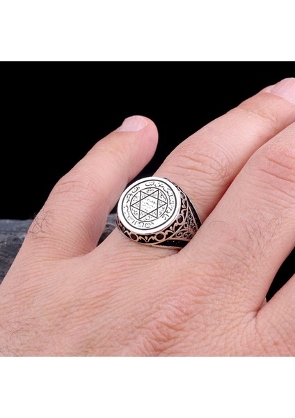Hz Süleyman Mührü Davut Yıldızı 925 Ayar Gümüş Erkek Yüzük fiyatları