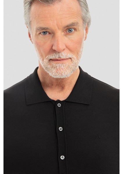 Polo Yaka Kısa Kollu Triko Erkek Gömlek Siyah fırsatları