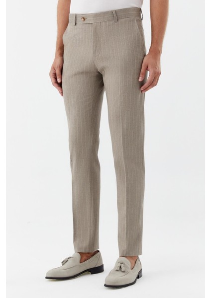 Çizgili Chino Erkek Pantolon Bej modelleri
