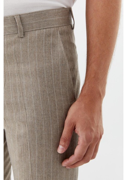 Çizgili Chino Erkek Pantolon Bej fırsatları