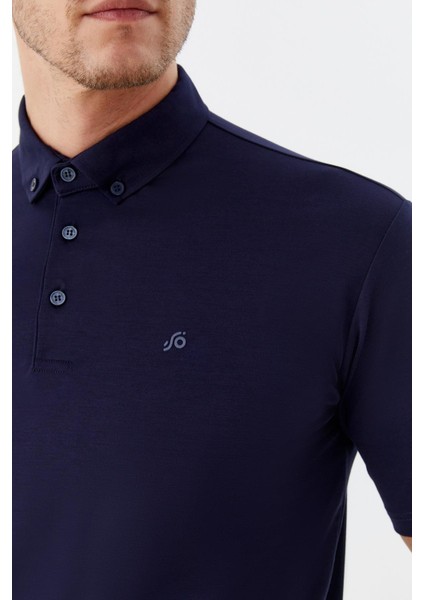 Düğmeli Polo Yaka Erkek T-Shirt Lacivert modelleri