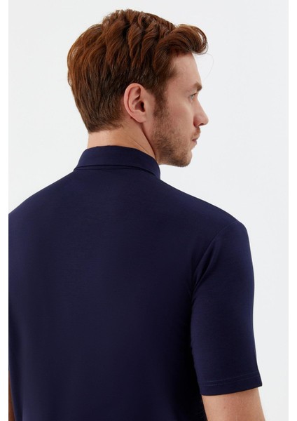 Düğmeli Polo Yaka Erkek T-Shirt Lacivert indirimleri