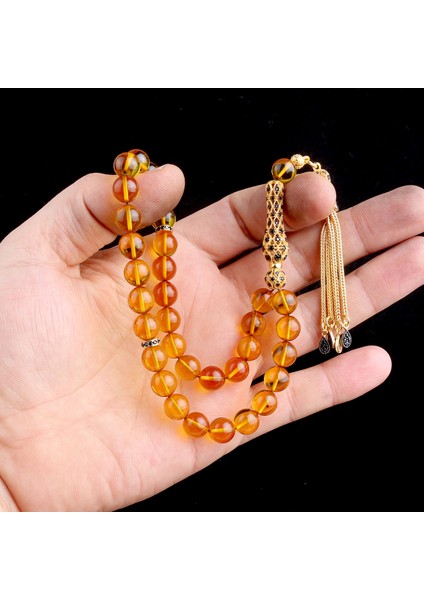 925 Ayar Gümüş Set Zirkon Taşlı Bal Renk Ateş Kehribar Tesbih