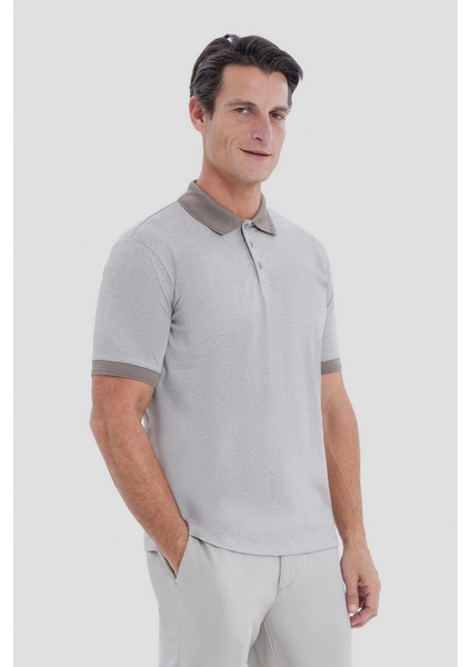 Düğmeli Polo Yaka Erkek T-Shirt Bej