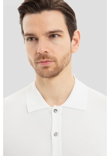 Polo Yaka Kısa Kollu Triko Erkek Gömlek Ekru fırsatları