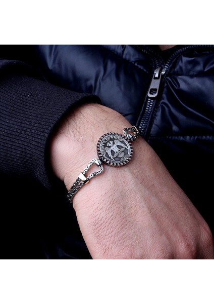 925 Ayar Gümüş Kral Zincir Çift Başlı Selçuklu Model Bileklik fiyatları