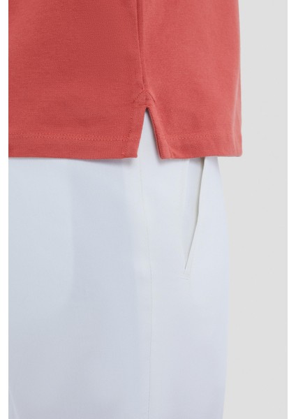 Düğmeli Polo Yaka Pike Basic Erkek T-Shirt Kiremit fırsatları