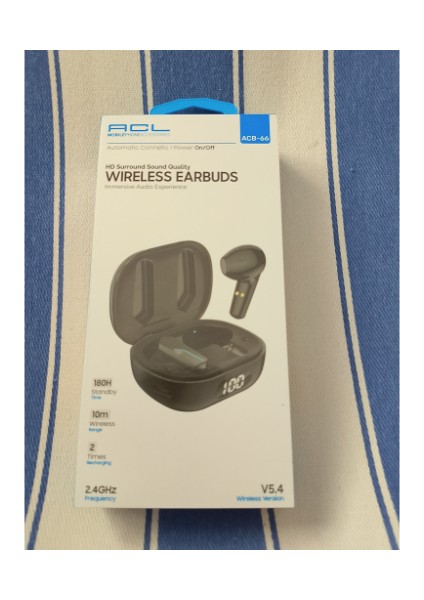 ACB66 Kulaklık Kulaklık Earpbuds Bluetooth 180H 2.4 Ghz V5.4 Wireless Acb-66. Siyah