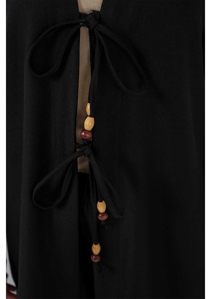 Kadın Keten Kimono Ikili Takım Siyah modelleri