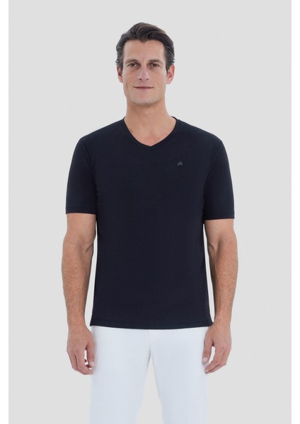 T-Shirt V Yaka Siyah