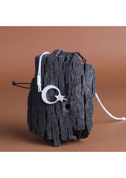 925 Ayar Gümüş Püsküllü Siyah Beyaz Ateş Kehribar Ayyıldız Bileklik Kombini indirimleri