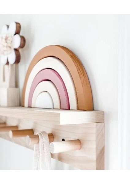 Doğal Ahşap Montessori Askılık Duvar Rafı Kitaplık fiyatları