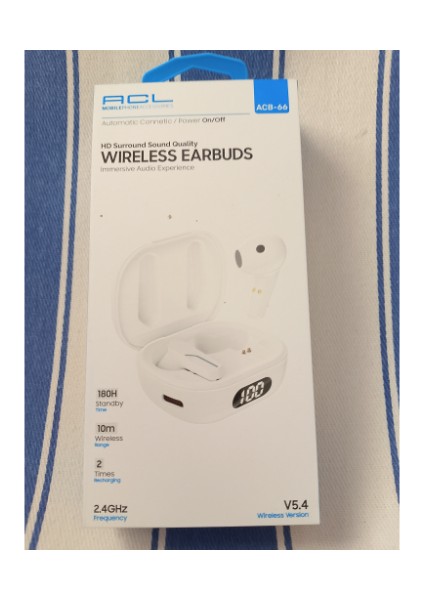 ACB66 Kulaklık Earpbuds Bluetooth 180H 2.4 Ghz V5.4 Wireless Acb-66 beyaz