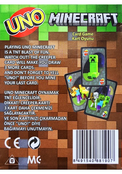 Resimli Uno Minecraft Oyun Kartı fiyatları