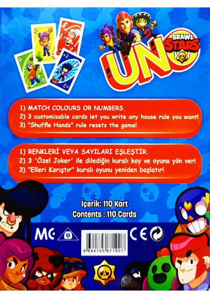 Resimli Uno Brawl Stars Oyun Kartı Mavi fiyatları