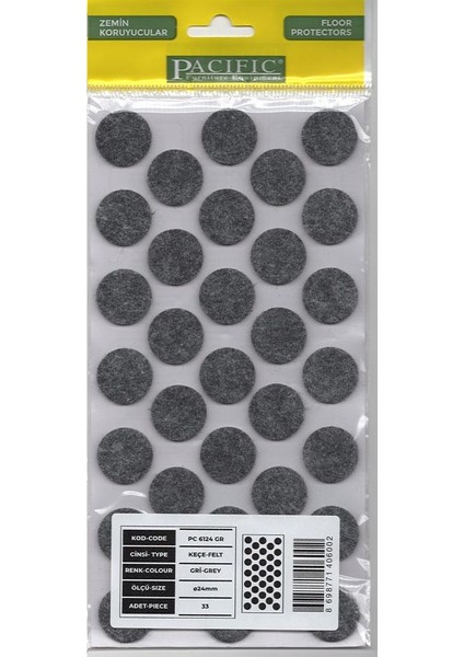Yapışkanlı Yuvarlak Keçe 24 mm – 33 Adet – Siyah, Gri, Beyaz, Kahve Renk – Mobilya Zemin Koruyucu Keçe
