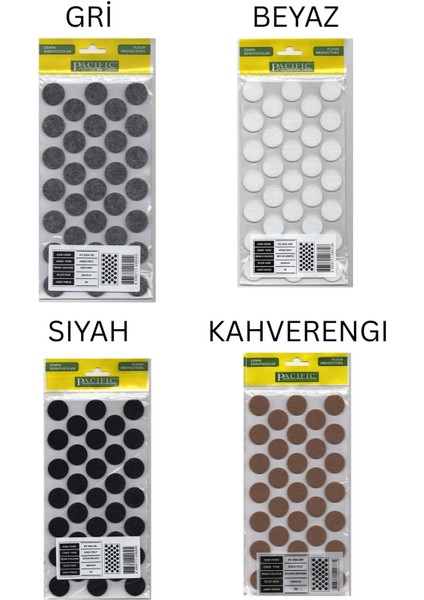 Yapışkanlı Yuvarlak Keçe 24 mm – 33 Adet – Siyah, Gri, Beyaz, Kahve Renk – Mobilya Zemin Koruyucu Keçe modelleri