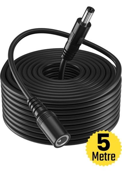 EC-5 AWG23 5 Metre Power Güç Uzatma Kablosu – 12V DC Wifi Kamera Modem Kayıt Cihazı Uyumlu