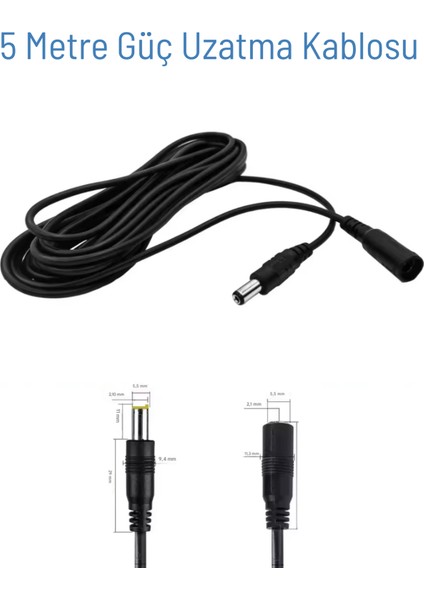 EC-5 AWG23 5 Metre Power Güç Uzatma Kablosu – 12V DC Wifi Kamera Modem Kayıt Cihazı Uyumlu fırsatları