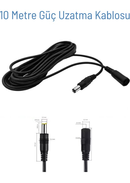 EC-10 AWG23 10 Metre Power Güç Uzatma Kablosu – 12V DC Wifi Kamera Modem Kayıt Cihazı Uyumlu fırsatları