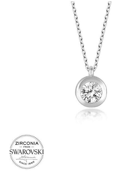 Taşlı Tek Taş 925 Ayar Gümüş Kolye