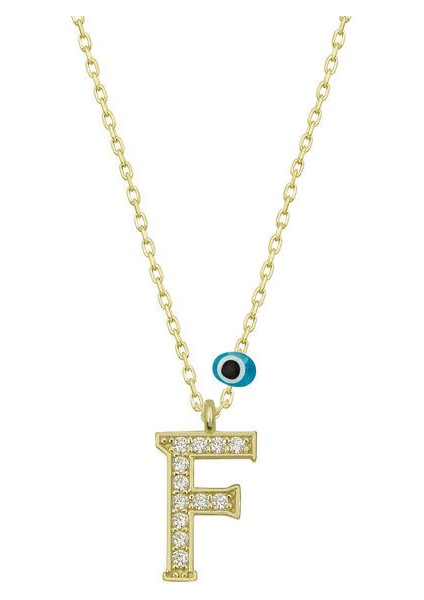 F Harfi Gold 925 Ayar Gümüş Kadın Kolye