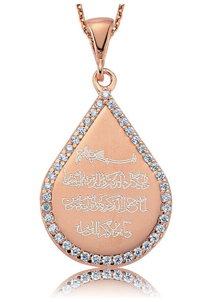 Damla Nazar Duası 925 Ayar Gümüş Kolye