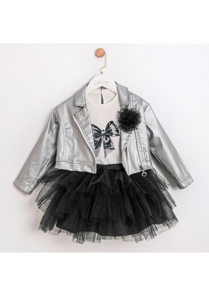 Kız Çocuk Silver Çeketli Tütü Etekli 3 Lü Takım modelleri