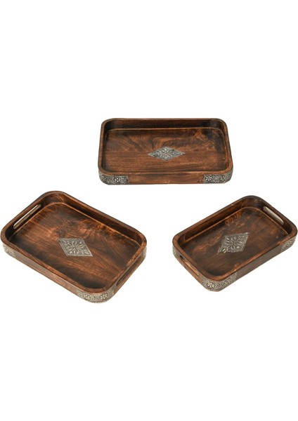 Otantik Ahşap Dikdörtgen Tepsi Seti – 3’lü, El İşçiliği, Antik Tasarım, Sunum & Dekoratif Kullanım (3 Adet) fiyatları