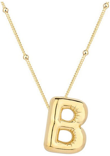 B Harfi Balon Gold 925 Ayar Gümüş Kadın Kolye
