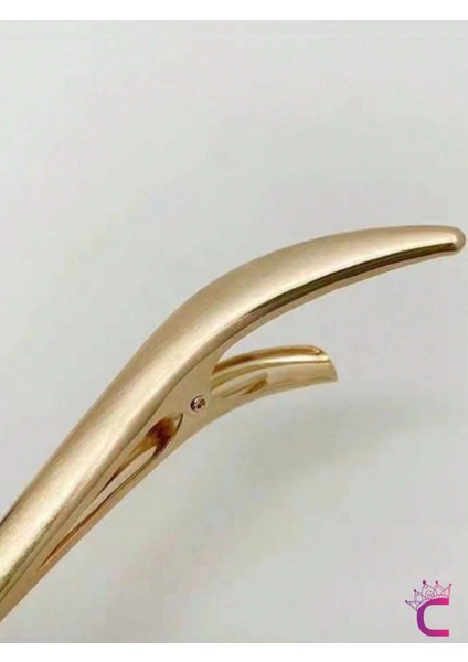 Dekoratif S Tasarım Büyük Boy Pens Saç Tokası Gold Metal 13CM - Kadın Klipsli Yan Toka Topuz Tokası fırsatları