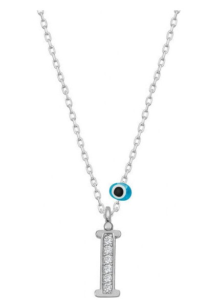 I Harfi Nazarlı 925 Ayar Gümüş Kadın Kolye